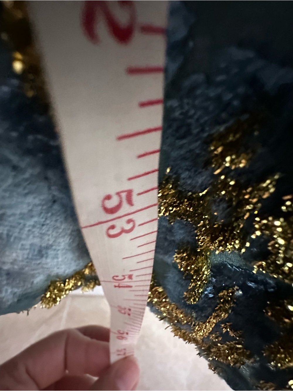 Blue and Gold Metallic Long Sleeve Midi Dress - Velvet Floral - Picture 12 of 12
